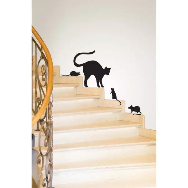 WallPops Black Cat and Mouse Halloween Wall Decal Kit, 24 in. x 17.5 in.