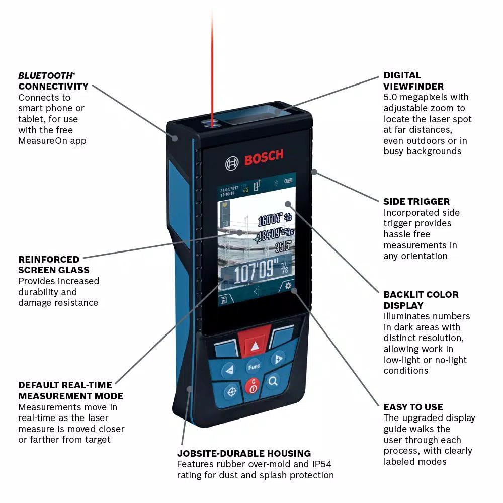 Bosch BLAZE Outdoor GLM 400 C Connected Laser Measure with Digital Viewfinder and Compact Tripod Kit
