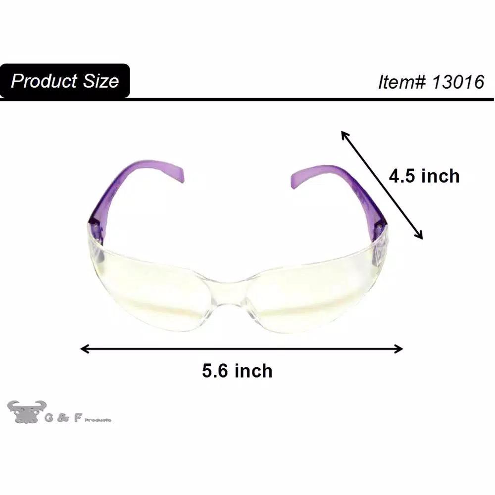 G & F Products EyePro Clear Lens Safety Goggles, Impact & Ballistic Resistant, 6 Colors (12-Pack)