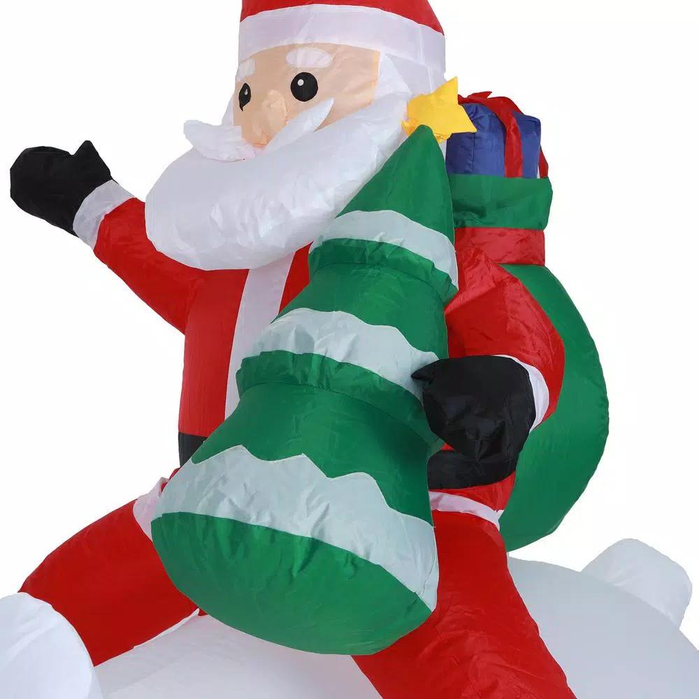 Luxen Home 6 ft. Santa and Polar Bear Inflatable Holiday Yard Decor with LED Lights