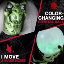 Haunted Hill Farm 6.5 ft. Animatronic Wicked Witch Halloween Prop with Sound and Light thumbnail 5