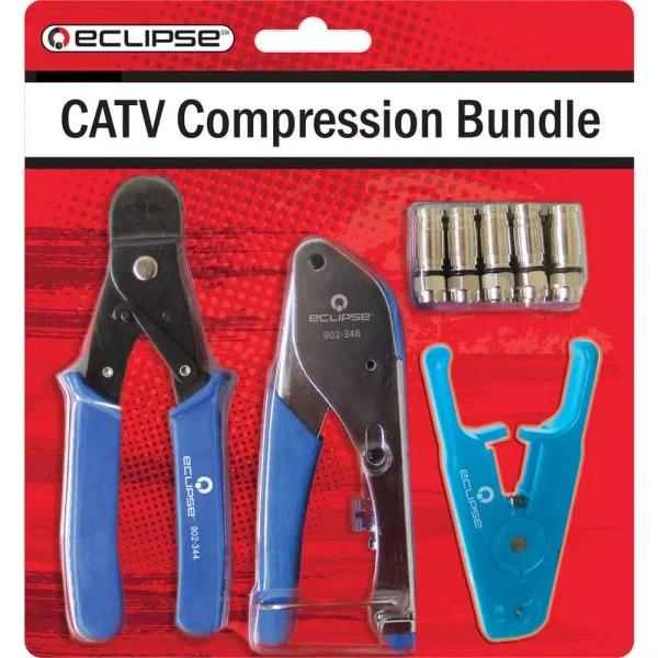 Eclipse Tools CATV Coax Cable Compression Tool Kit with F-Type RG6 Connectors