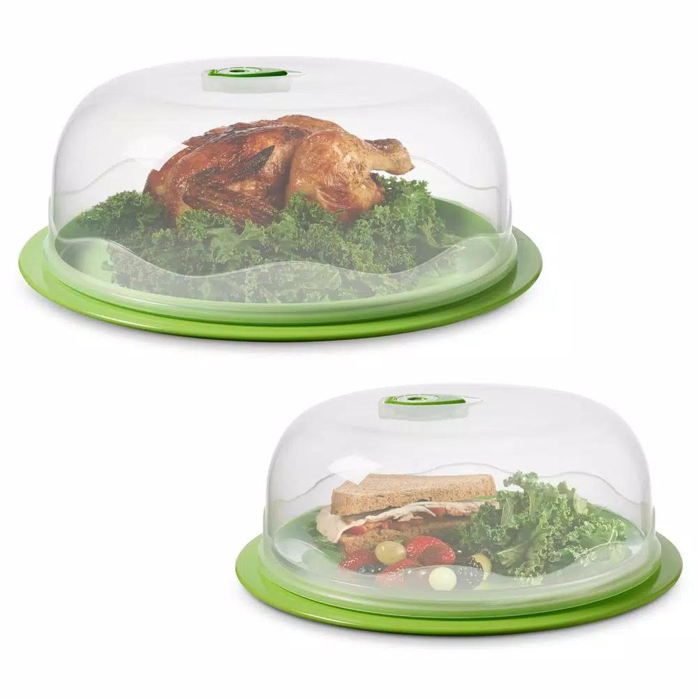 Ozeri INSTAVAC Ready-Serve Domed Food Storage Container Set, 4-Piece BPA-Free Vacuum Seal Nesting Set