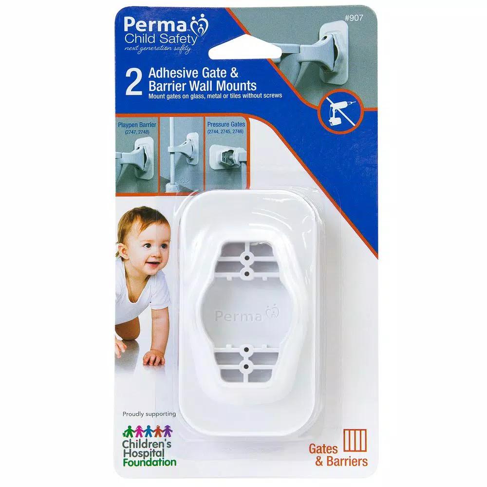 Perma Child Safety Perma Adhesive Baby Gate and Playpen Barrier Wall Mounts, No-Drill Installation (2-Pack)