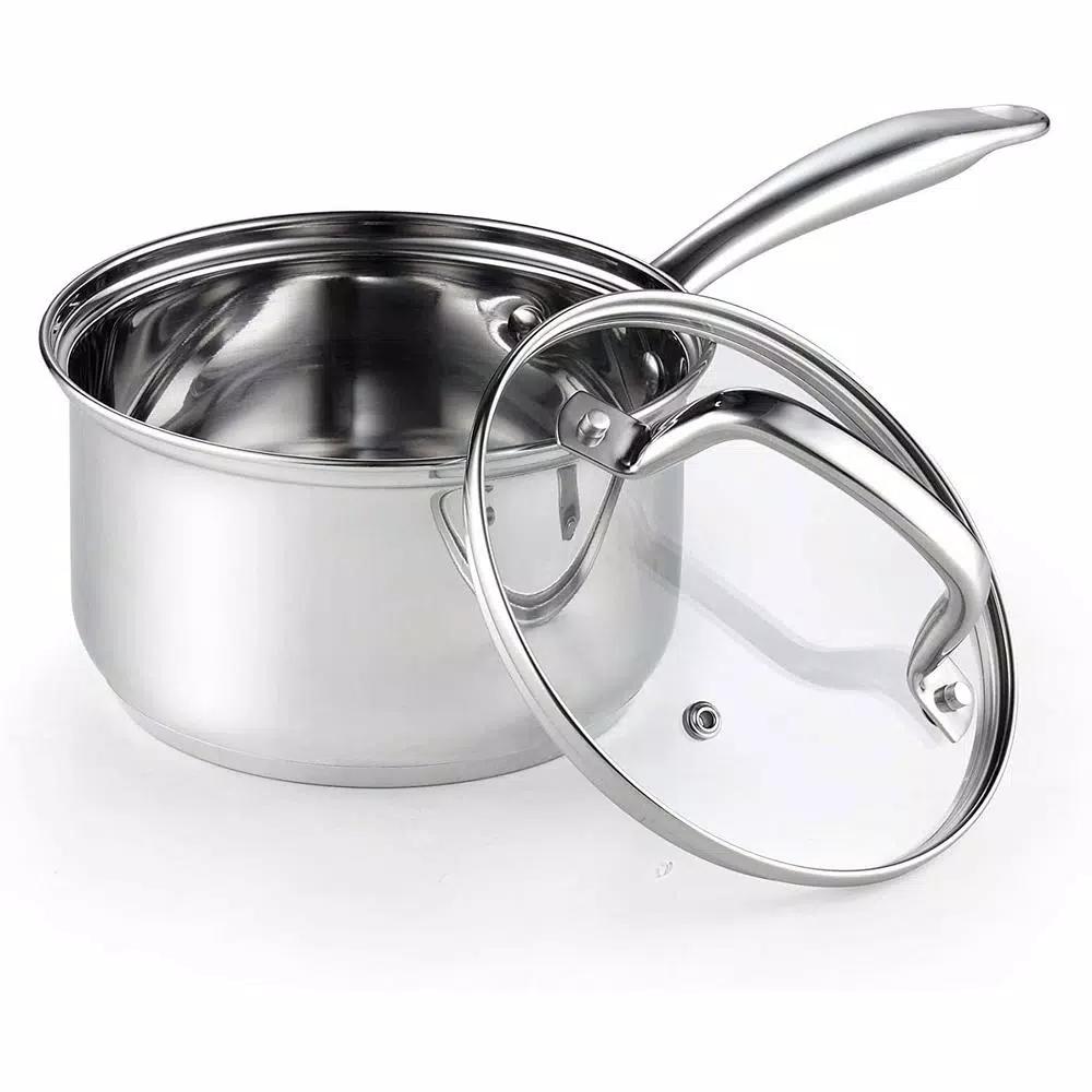 Cook N Home 2 qt. Stainless Steel Saucepan with Tempered Glass Lid