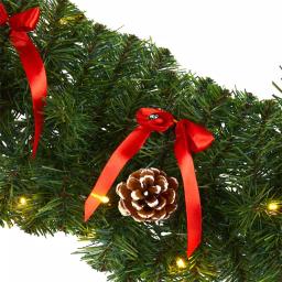 Nearly Natural 9 ft. Pre-lit Artificial Christmas Garland with Bows, Pinecones & 35 LED Lights thumbnail 3