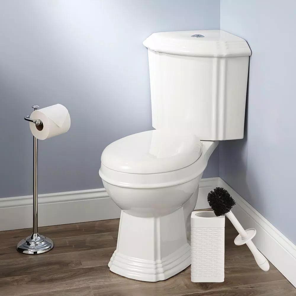 Mind Reader 12 in. Plastic Toilet Brush and Holder Set, Ivory