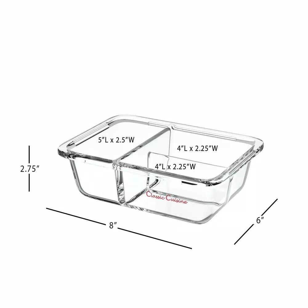 Classic Cuisine 8-Piece Borosilicate Glass Food Storage Container Set with Leak-Resistant Snap Lids