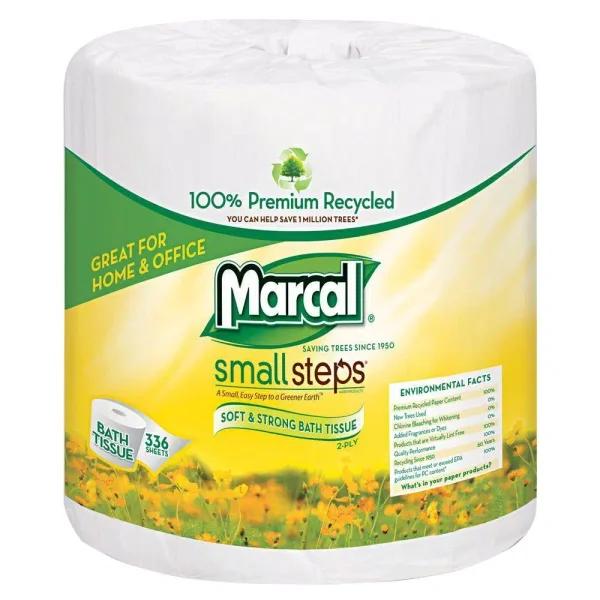 Marcal 100% Recycled 2-Ply Bath Tissue, White, 48-Roll Pack