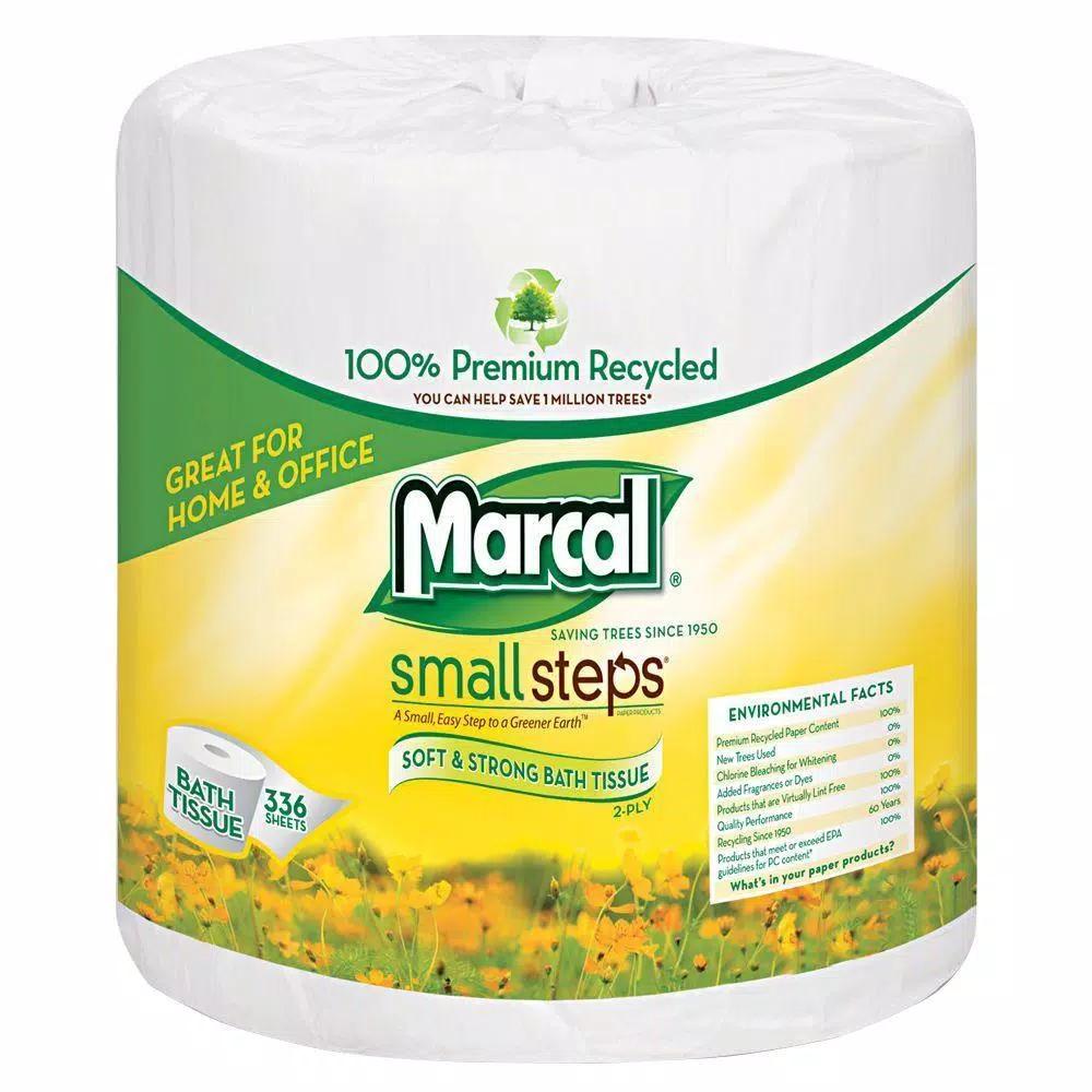 Marcal 100% Recycled 2-Ply Bath Tissue, White, 48-Roll Pack