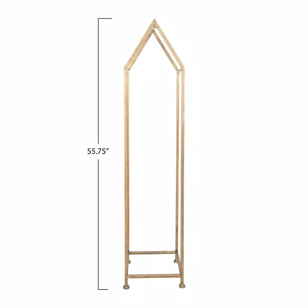 3R Studios Modern Gold House Shaped Metal Firewood Holder - Tall Vertical Wood Storage Rack