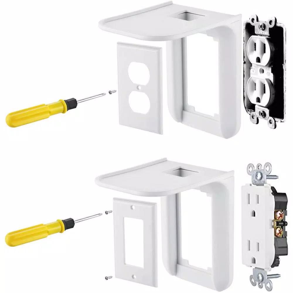 Wasserstein AC Outlet Mount for Google Nest WiFi, Nest Mini, and Nest Hub - Wall Outlet Shelf (2-Pack)