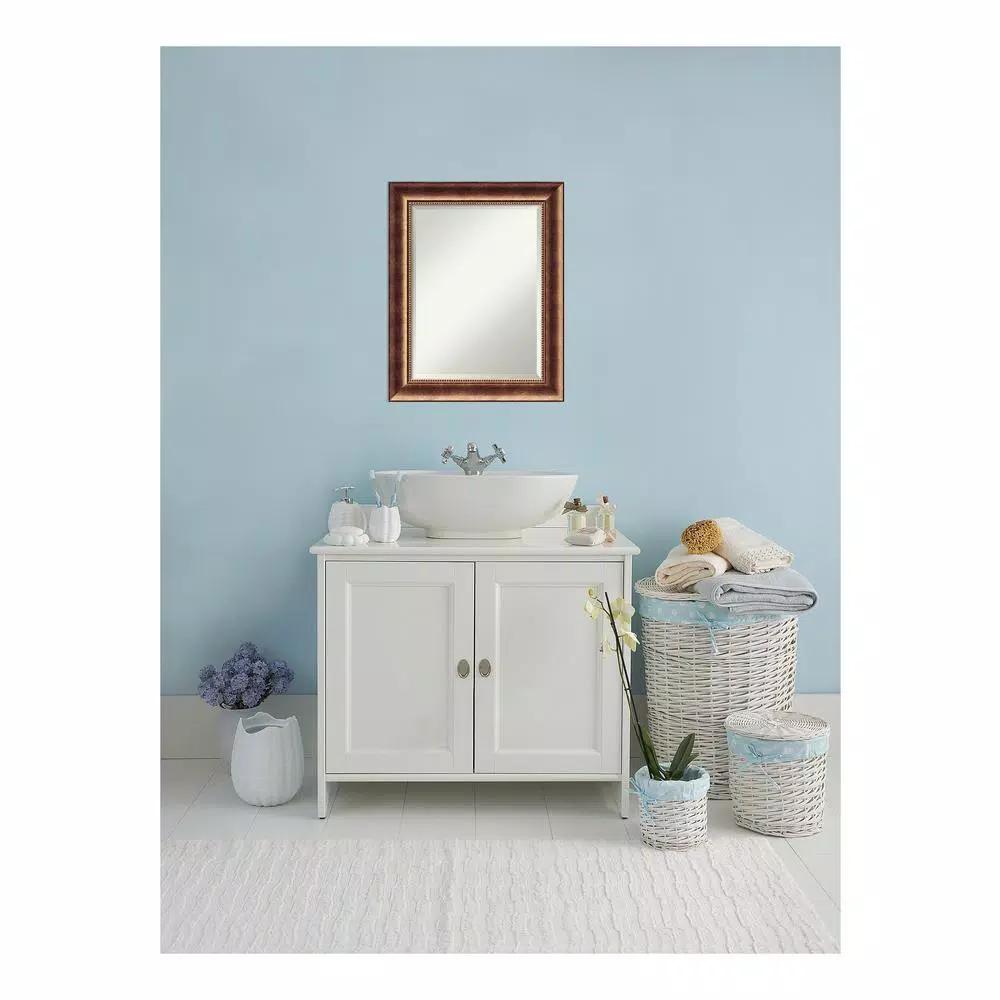 Amanti Art Manhattan 24 x 30 in. Burnished Bronze Wood Framed Beveled Edge Bathroom Vanity Mirror