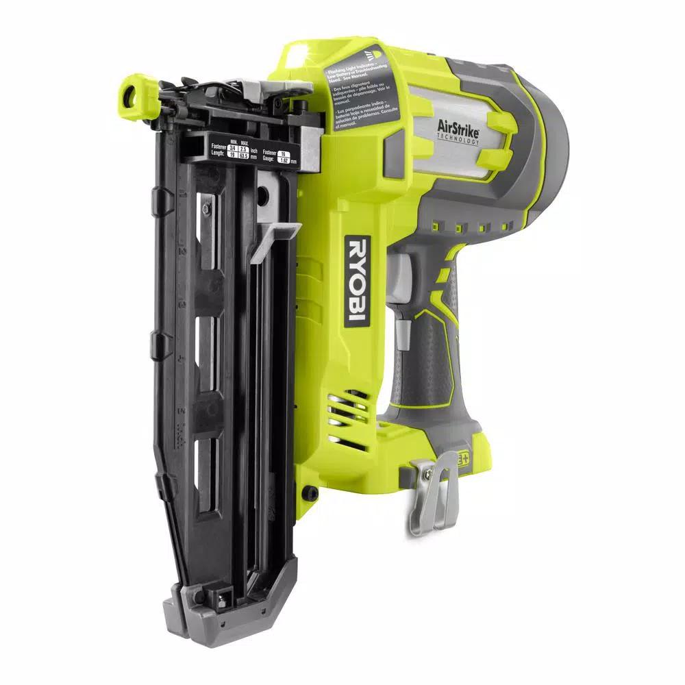 RYOBI 18V ONE+ AirStrike 16-Gauge Cordless Straight Finish Nailer Kit with 2.0 Ah Battery and Charger