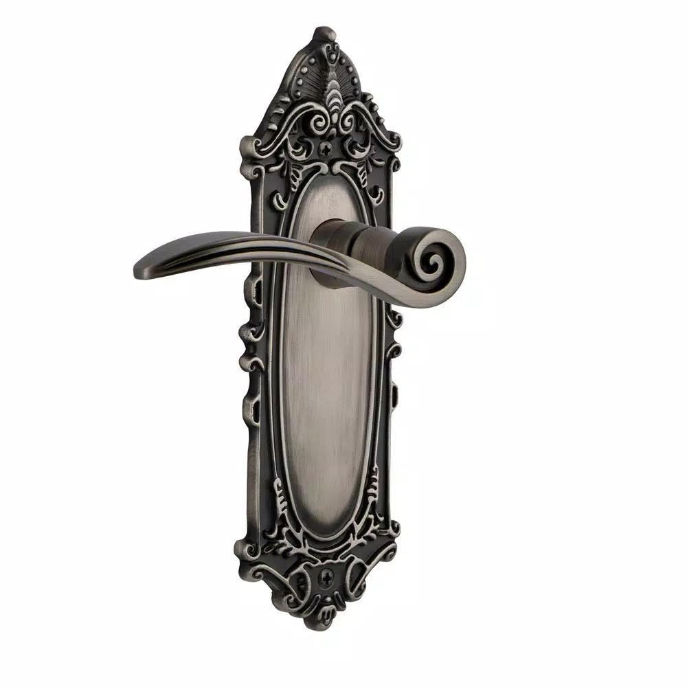 Nostalgic Warehouse Victorian Plate Swan Double Dummy Door Lever - Antique Pewter