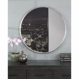 Martin Svensson Home 30 in. Round Modern Accent Mirror with Slim Pewter Metal Frame thumbnail 4