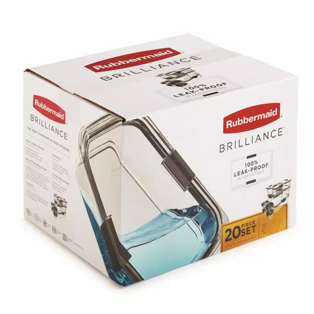 Rubbermaid Brilliance 20-Piece Food Storage Container Set, BPA-Free, Leak-Proof