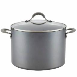 Circulon Elementum 10-Quart Hard-Anodized Aluminum Nonstick Stock Pot with Glass Lid, Oyster Gray thumbnail 1