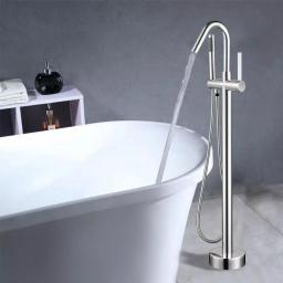 Vanity Art 40 in. Freestanding Single Handle Claw Foot Tub Faucet with Hand Shower, Polished Chrome thumbnail 4
