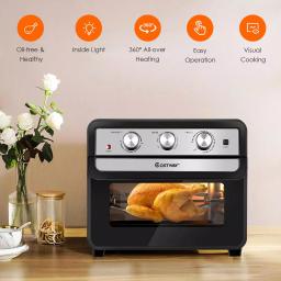 Costway 23 Qt. Black Air Fryer Oven with Rotisserie, 6-in-1 Convection Toaster Oven, 1700W thumbnail 3