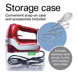 Hamilton Beach Professional 5-Speed Hand Mixer, Red and Chrome with Attachments and Storage Case thumbnail 3