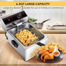 Costway 6.3 Qt. Stainless Steel Commercial Electric Deep Fryer, 2500W Silver thumbnail 4
