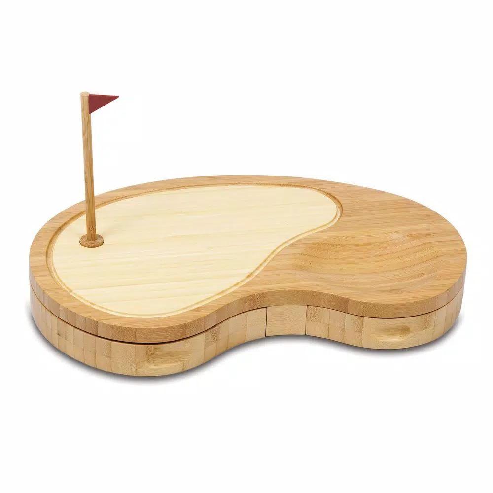 Legacy Picnic Time Sand Trap Bamboo Cheese Board and Tool Set with Putting Green Design