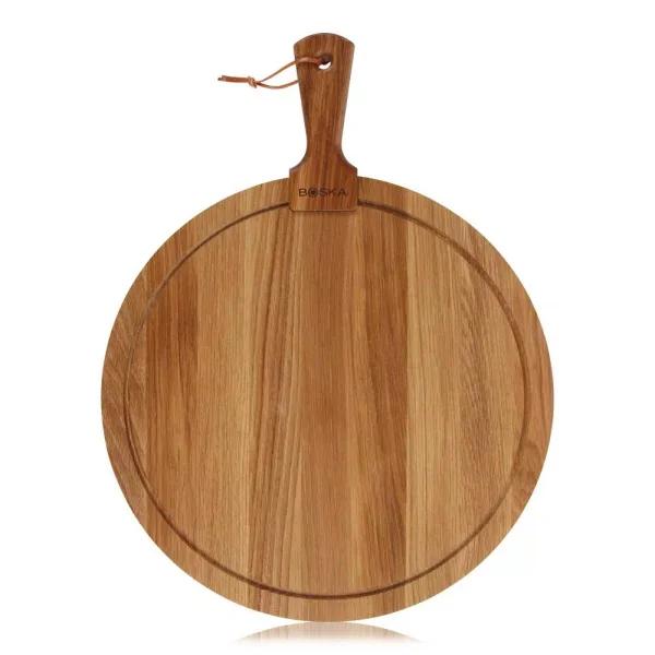 Boska Large Round White Oak Cheese and Tapas Serving Board with Ergonomic Handle