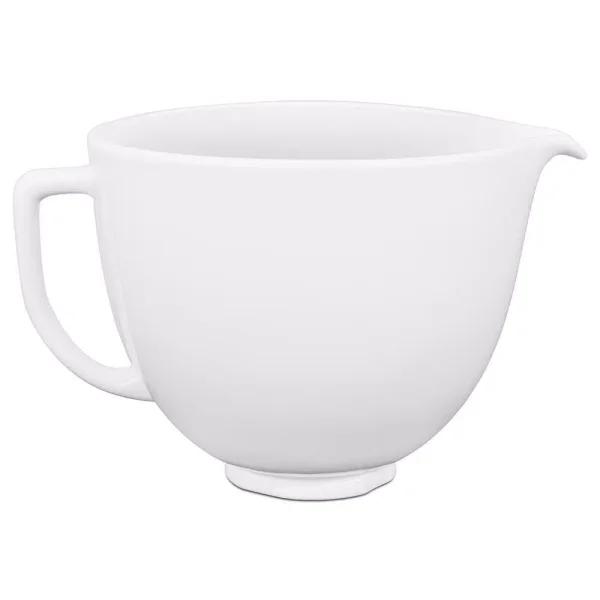 KitchenAid 5 Qt. White Chocolate Titanium-Reinforced Ceramic Mixing Bowl for Tilt-Head Stand Mixers