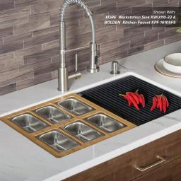 Kraus Workstation Kitchen Sink Accessory Set with Bamboo Serving Board and 6 Stainless Steel Prep Bowls thumbnail 10