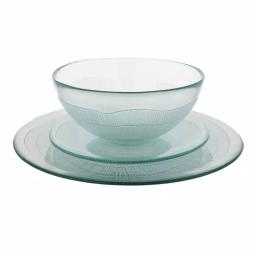 French Home Birch 12-Piece Recycled Glass Dinnerware Set, Clear, Service for 4 thumbnail 1