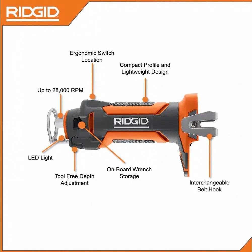 RIDGID 18V Cordless Drywall Cut-Out Tool with 1.5 Ah Lithium-Ion Battery