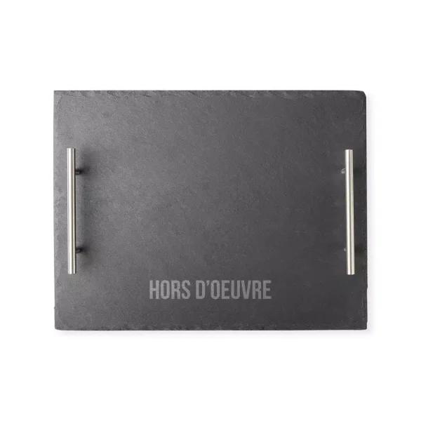 Cathy's Concepts Natural Slate Serving Tray with Metal Handles, 15.75 in. Rectangular Appetizer Board