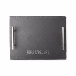 Cathy's Concepts Natural Slate Serving Tray with Metal Handles, 15.75 in. Rectangular Appetizer Board thumbnail 1