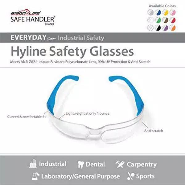 Safe Handler Hyline Safety Glasses with Anti-Scratch Clear Lenses, 12-Pair Assorted Color Pack