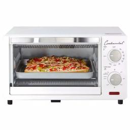 Continental Electric 1000W 4-Slice White Toaster Oven with 60-Minute Timer, Bake & Broil thumbnail 3