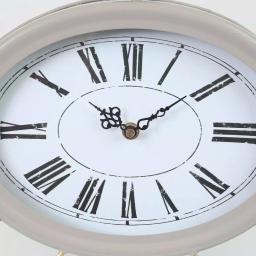 Winsome House Gray Oval Decorative Table Clock - Shabby Chic Analog Desk Clock with Roman Numerals thumbnail 6