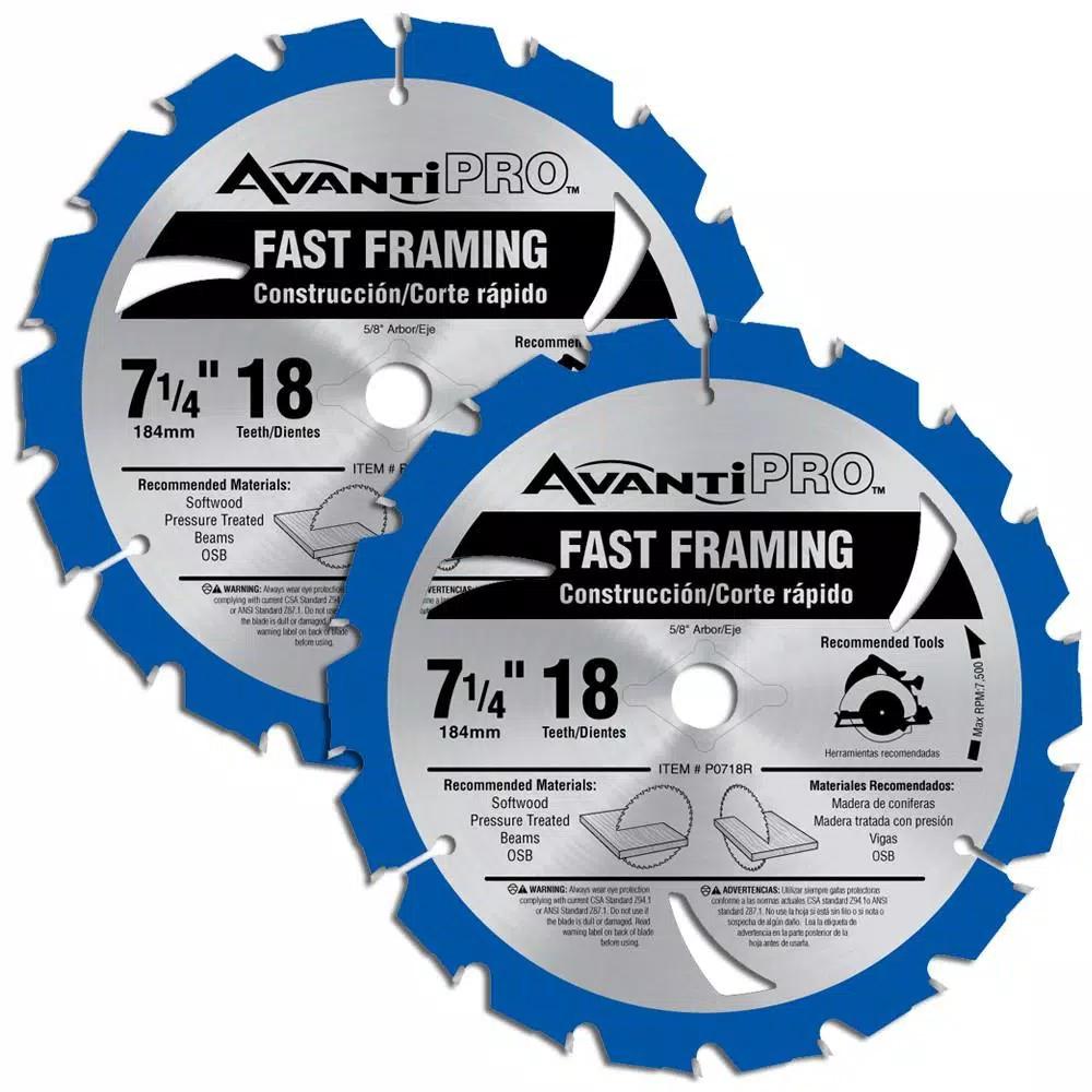 Avanti Pro 7-1/4 in. 18-Tooth Fast Framing Circular Saw Blade (2-Pack)
