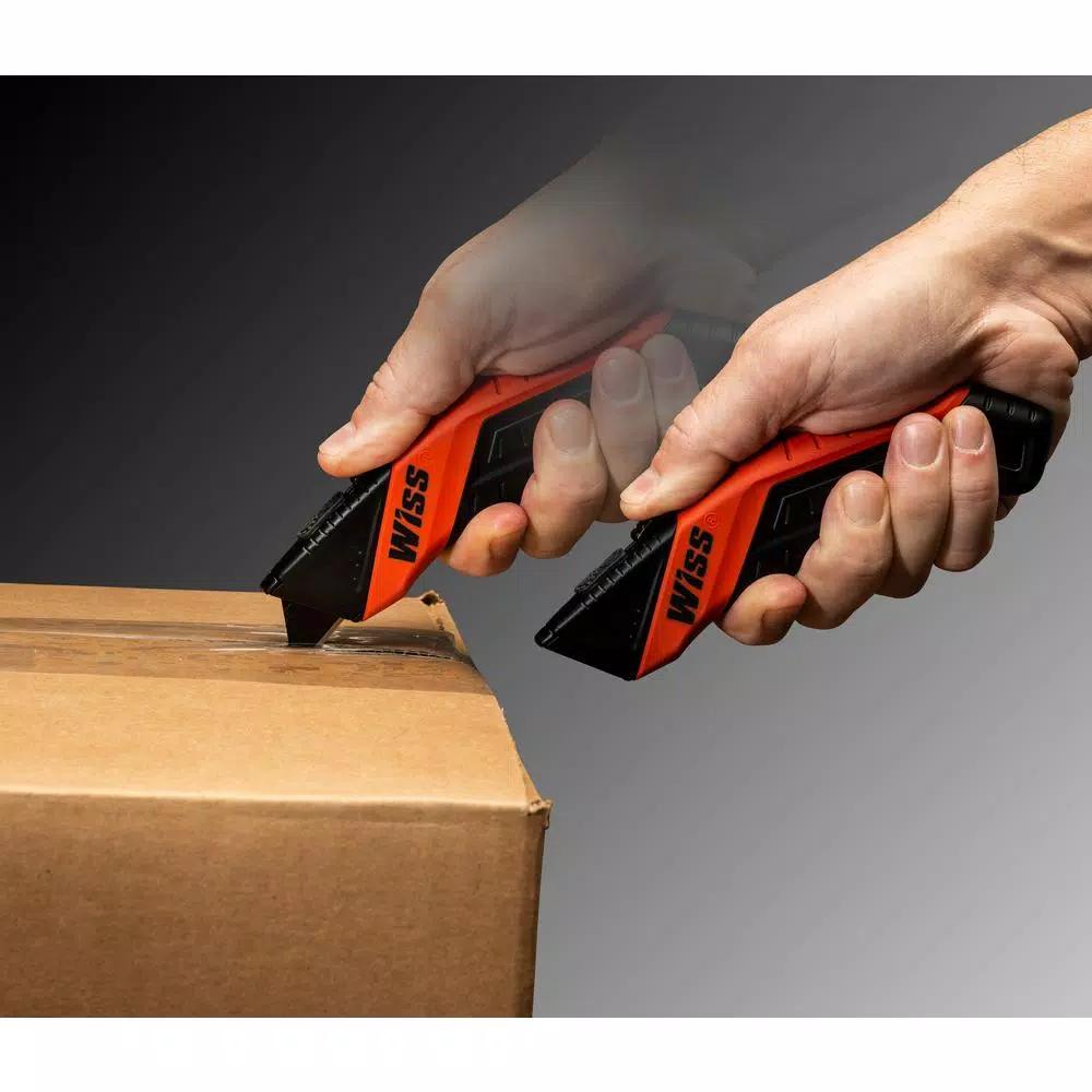 Wiss Crescent Wiss Auto-Retracting Safety Utility Knife with 3 Black-Oxide Blades