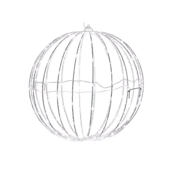 Alpine Corporation 16 in. Foldable Metal Sphere Ornament with Multi-Colored LED Lights