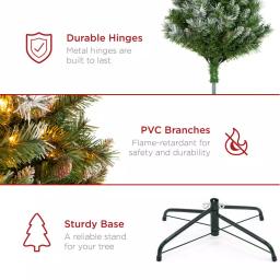 Best Choice Products 9 ft. Pre-Lit Flocked Artificial Christmas Tree with 900 Warm White Lights & Pre-Decorated Berries and Pinecones thumbnail 6