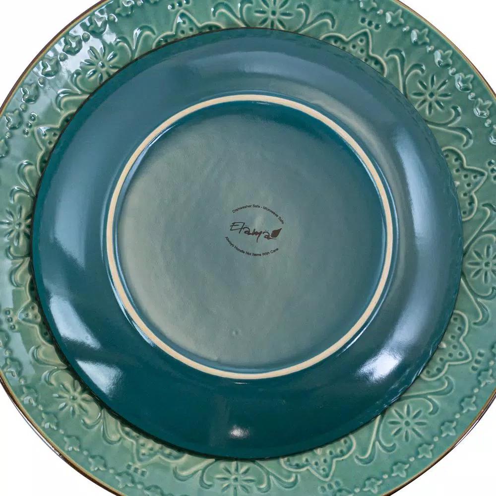 Elama 16-Piece Sea Green Stoneware Dinnerware Set, Service for 4