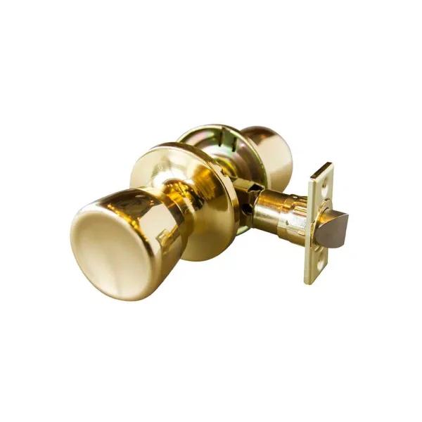 Design House Plaza Polished Brass Passage Door Knob, 6-Way Universal Latch