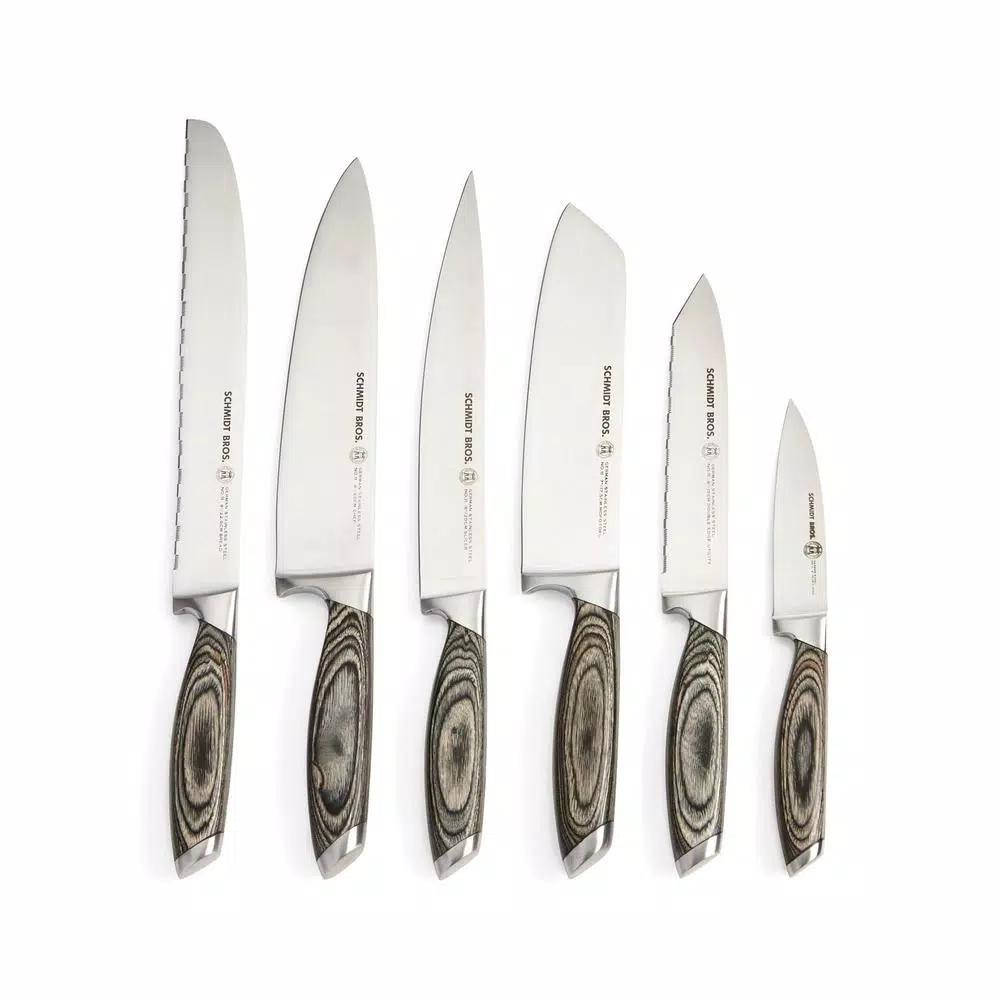 SCHMIDT BROS. Schmidt Brothers Bonded Ash 7-Piece Stainless Steel Knife Set with Ash Midtown Magnetic Block