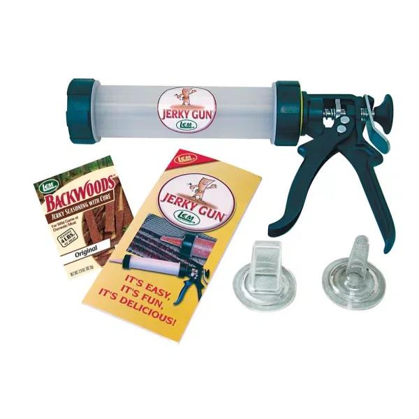 LEM Products Jerky Gun Meat Snack Maker with Seasoning and Two Nozzles