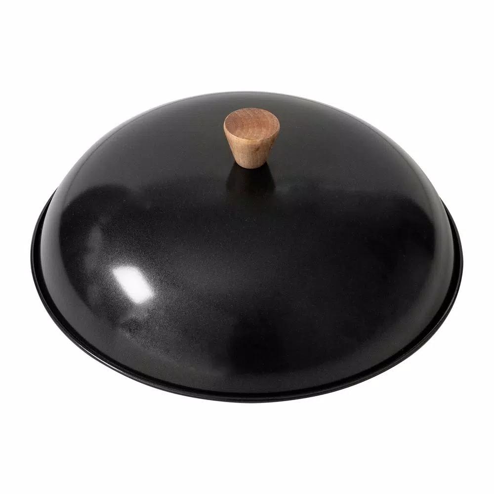 Honey-Can-Do Joyce Chen 4-Piece Carbon Steel Non-Stick Wok Set with High Dome Lid, Bamboo Spatula, and Recipe Booklet
