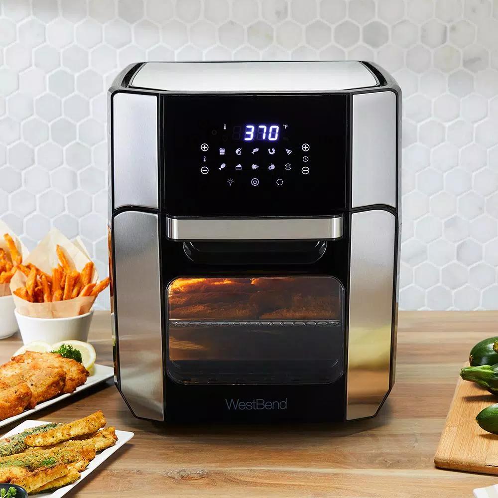 West Bend 12.6 QT XL Air Fryer Oven with Rotisserie, 10 Presets & Cyclonic Crisping Technology, Black