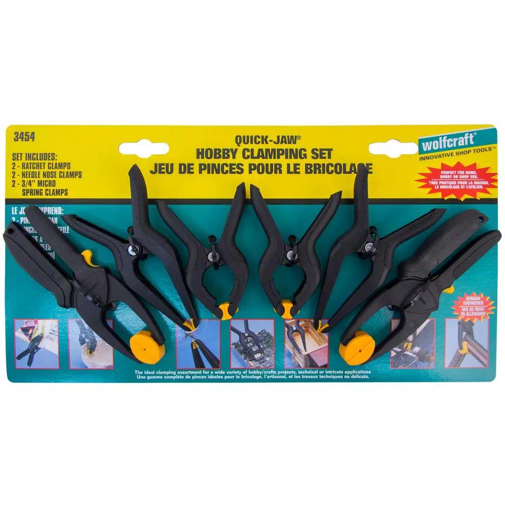 Wolfcraft 12-Piece Hobby Clamp Set - Spring, Ratchet, and Needle-Nose Clamps