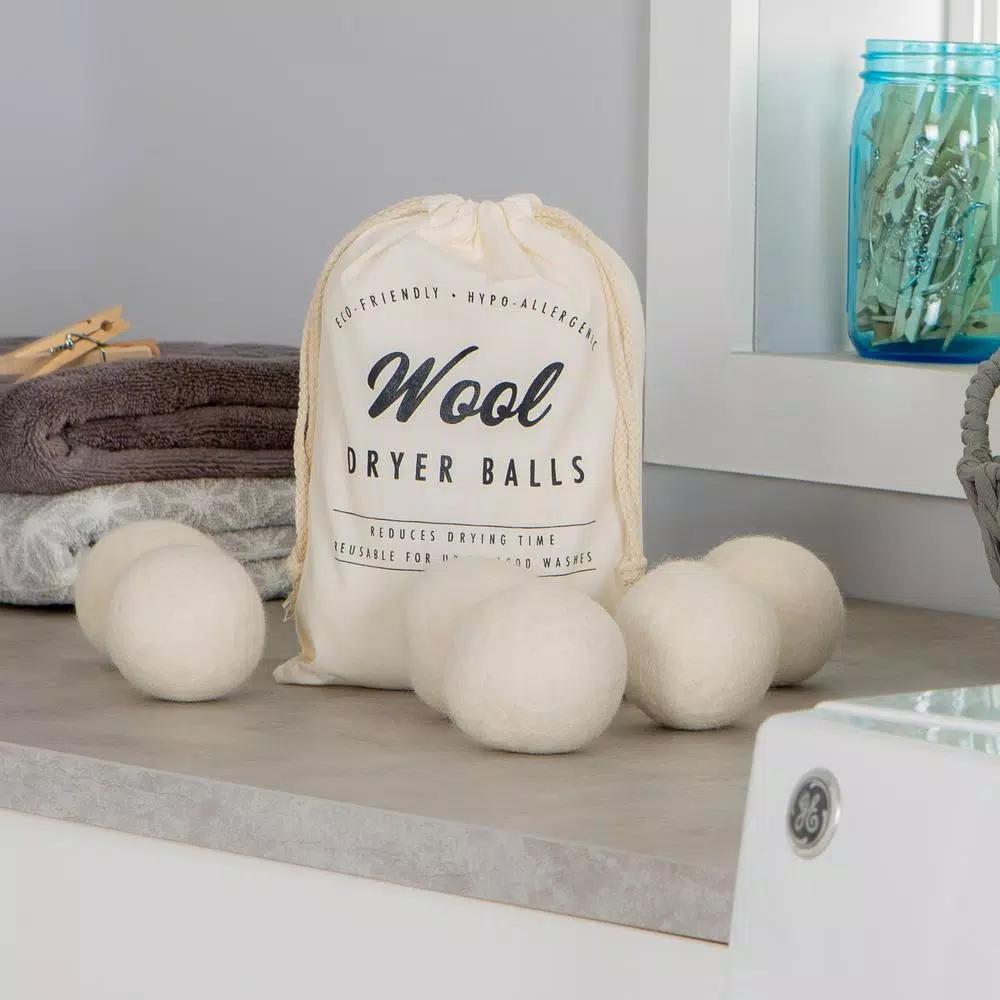 Woolite Wool Dryer Ball Set (6-Pack) with Canvas Storage Bag