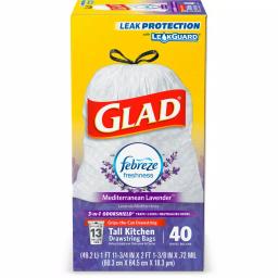 Glad 13 Gallon Tall Kitchen Trash Bags with Febreze Mediterranean Lavender OdorShield, Drawstring, 40-Count thumbnail 11